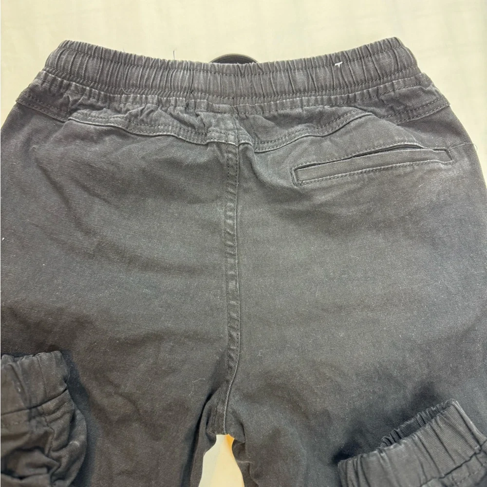 Men's Black Cargo Pants with Gold Zipper Accents
